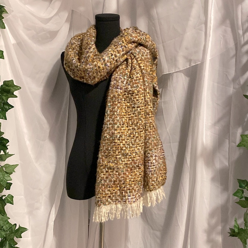 Wide Fuzzy Multicolored Scarf